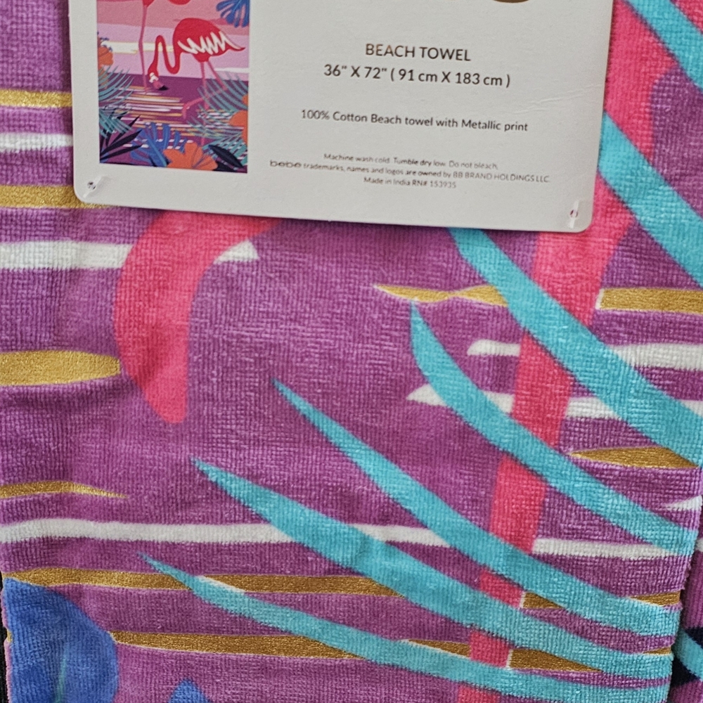 New| Bebe Beach Towel | Colorful Flamingo Beach Towel
